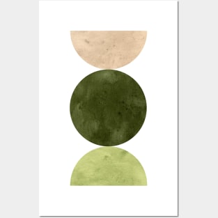 Olive green circles, mid century shapes Posters and Art